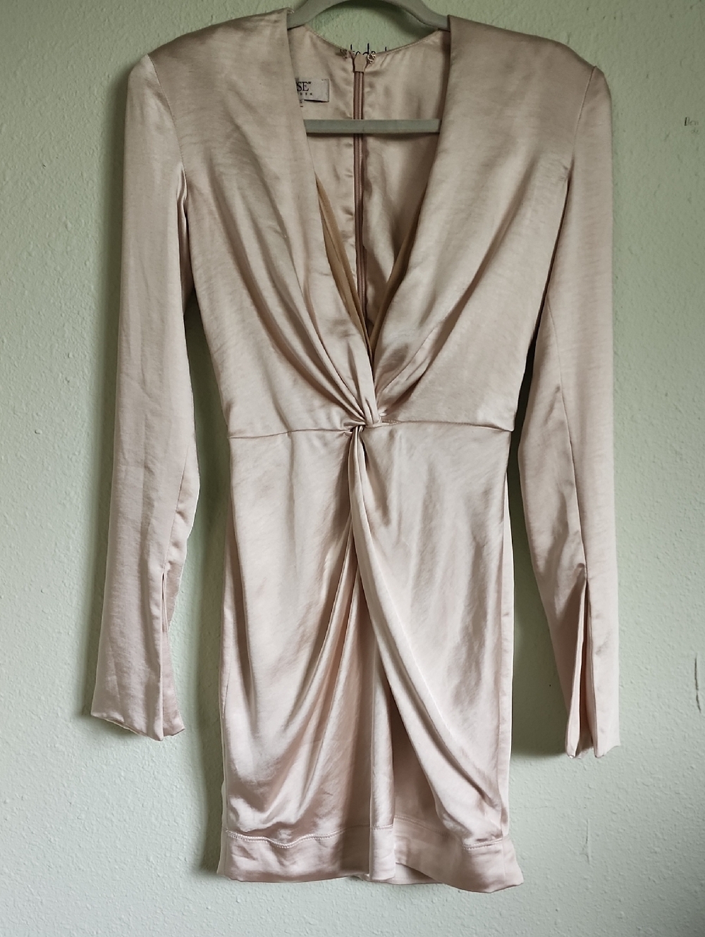 Vintage House Of CB London Satin Twist Front Dress in Light Blush